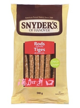 包邮加拿大Snyder's Pretzels椒盐卷饼/蝴蝶饼干棒脆饼条240g*2包