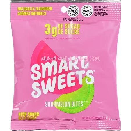 包邮加拿大Smart Sweets甜瓜无人工添加踢糖50克x3包不同口味搭配