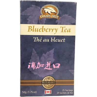 新品包邮加拿大特产Canada True蓝莓味锡兰茶25包50g纸盒多种口味