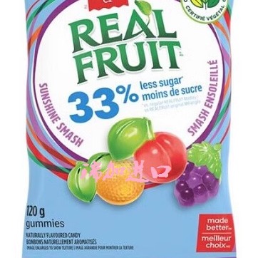 包邮加拿大Dare戴尔减糖1/3樱桃香橙葡萄真正水果QQ软糖120克*3包