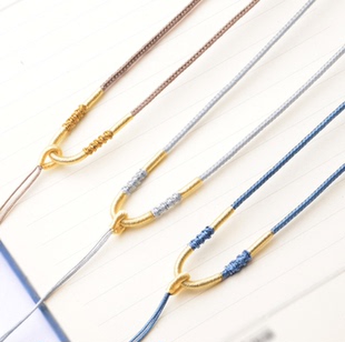 绕金线手工编织项链绳翡翠玉坠黄金吊坠挂脖男女款可调节锁骨配饰