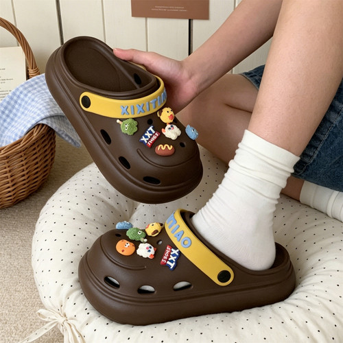 细细条软弹EVA卡通小怪兽凉拖女