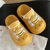 儿童亲子沙滩防滑凉拖鞋 男童女童户外穿腮红小蜜蜂包头洞洞鞋 夏季