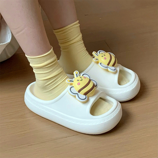 情侣少女心浴室夏季拖鞋软厚底休闲可爱小蜜蜂日系男女防滑凉拖鞋