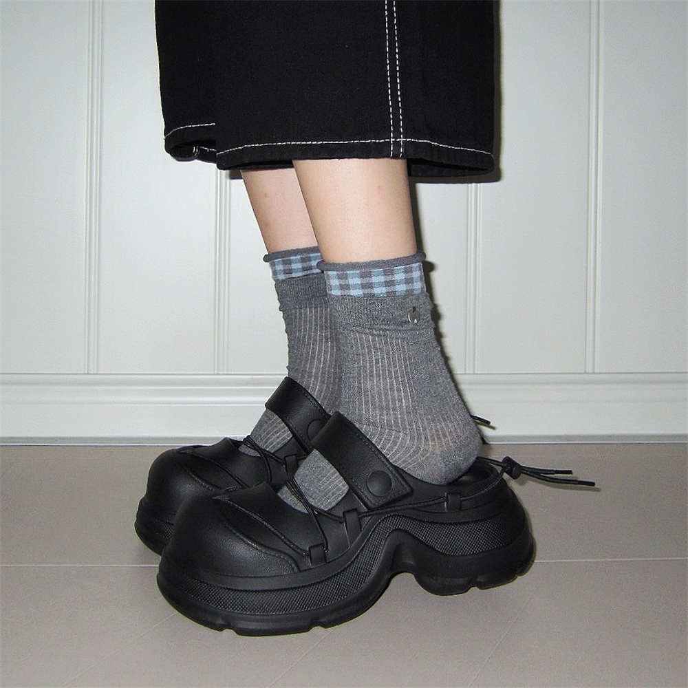 系带厚底防滑个性女士洞洞鞋ins