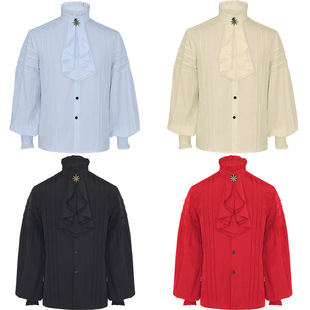 万圣节欧美文艺复兴服装衬衫中世纪蒸汽朋克上衣海盗cos服衬衣男