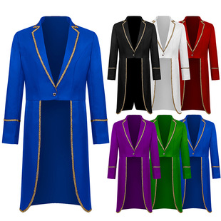 万圣节欧美宫廷燕尾服中世纪复古蒸汽朋克中长款大衣外套cos服男