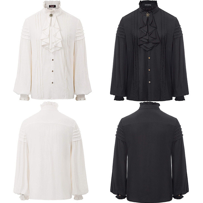 新欧美男士文艺复兴服装衬衫中世纪蒸汽朋克海盗上衣内搭cos衬衣