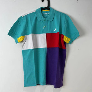 新衣城 staple 拼色刺绣鸽子POLO衫百搭休闲潮牌男女情侣短袖T恤