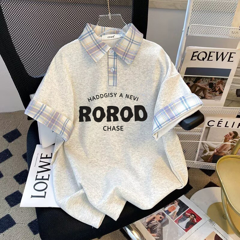 2026年夏季新款卡通印花童装POLO翻领短袖T恤女孩宽松INS爆款上衣