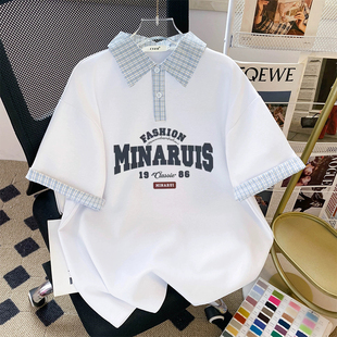 大码女装2026新款夏季宽松polo领短袖t恤女设计感小众半袖上衣服