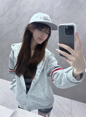休闲卫衣休闲外套女生秋冬季织带装饰 2026 新款校园风设计感上衣