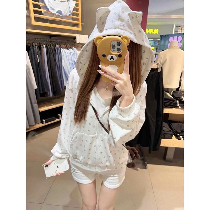 复古少女学生拉链开衫外套连帽卫卫衣/绒衫