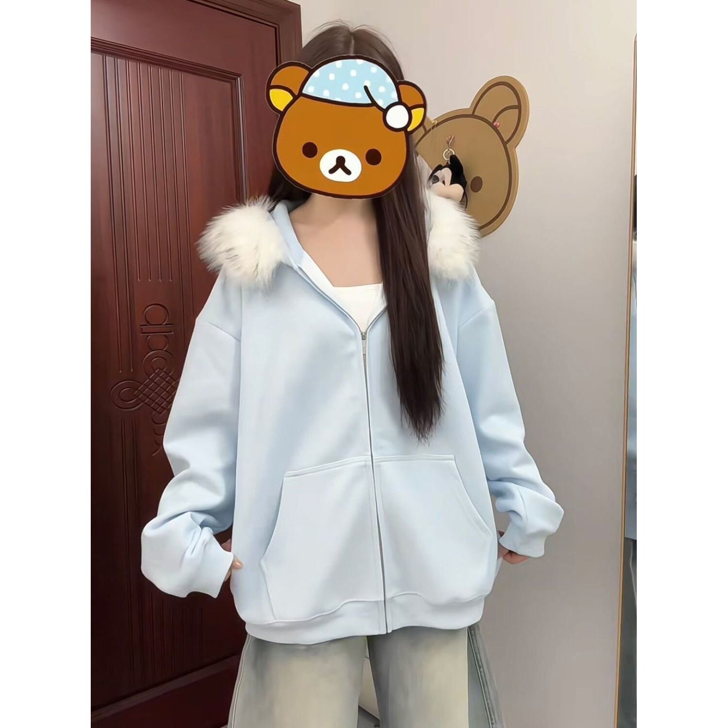 可爱猫耳朵毛领开衫卫衣外套女2026新款秋冬装休闲连帽情侣上衣潮