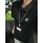 学院宽松减龄上衣韩版 日系夏季 可爱 短袖 女ins新款 翻领Polo衫 大码