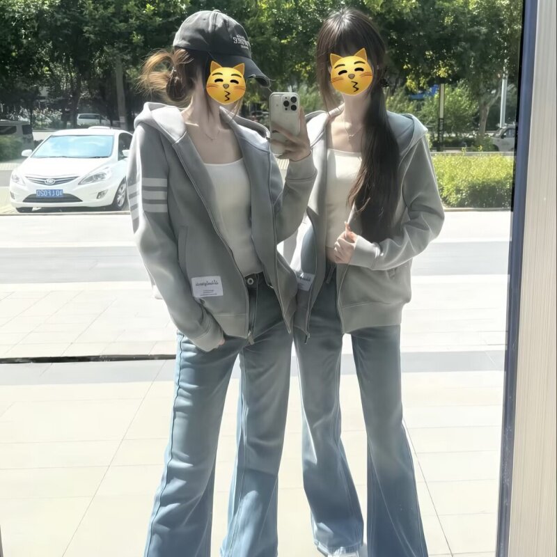 可爱潮流连帽开衫女生秋季小众通勤风休闲百搭学院风简约洋气外套