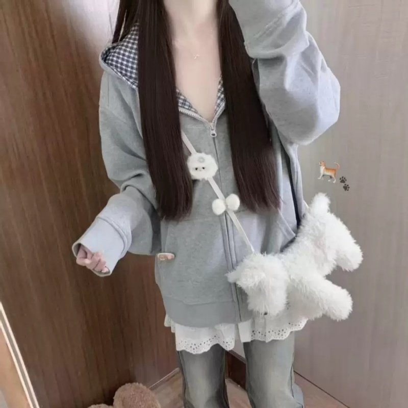 美式复古撞色连帽开衫卫衣女秋季2026新款休闲慵懒风上衣宽松外套,女装/女士精品,卫衣/绒衫,淘宝优惠券,粉丝福利购,淘宝优惠卷