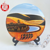 敦煌木板画木版 木雕木刻画手工雕刻敦煌旅游纪念品直径30公分 画