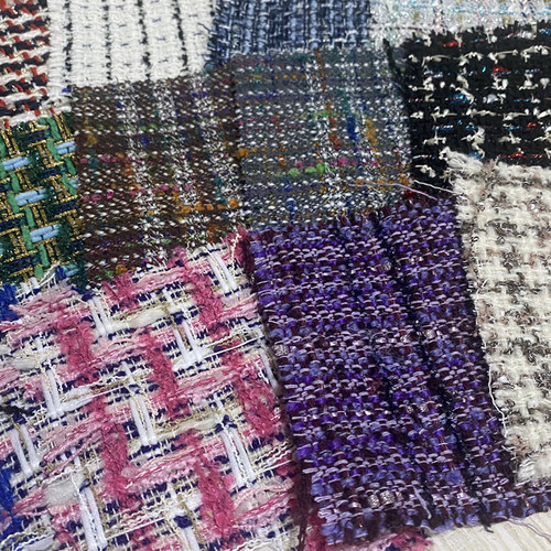 小香风毛呢布料linton进口粗花呢tweed粗纺花式呢服装外套面料