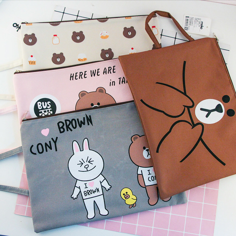 韩国文具可爱学生牛津布帆布a4拉链文件袋卡通龙猫资料试卷档案袋