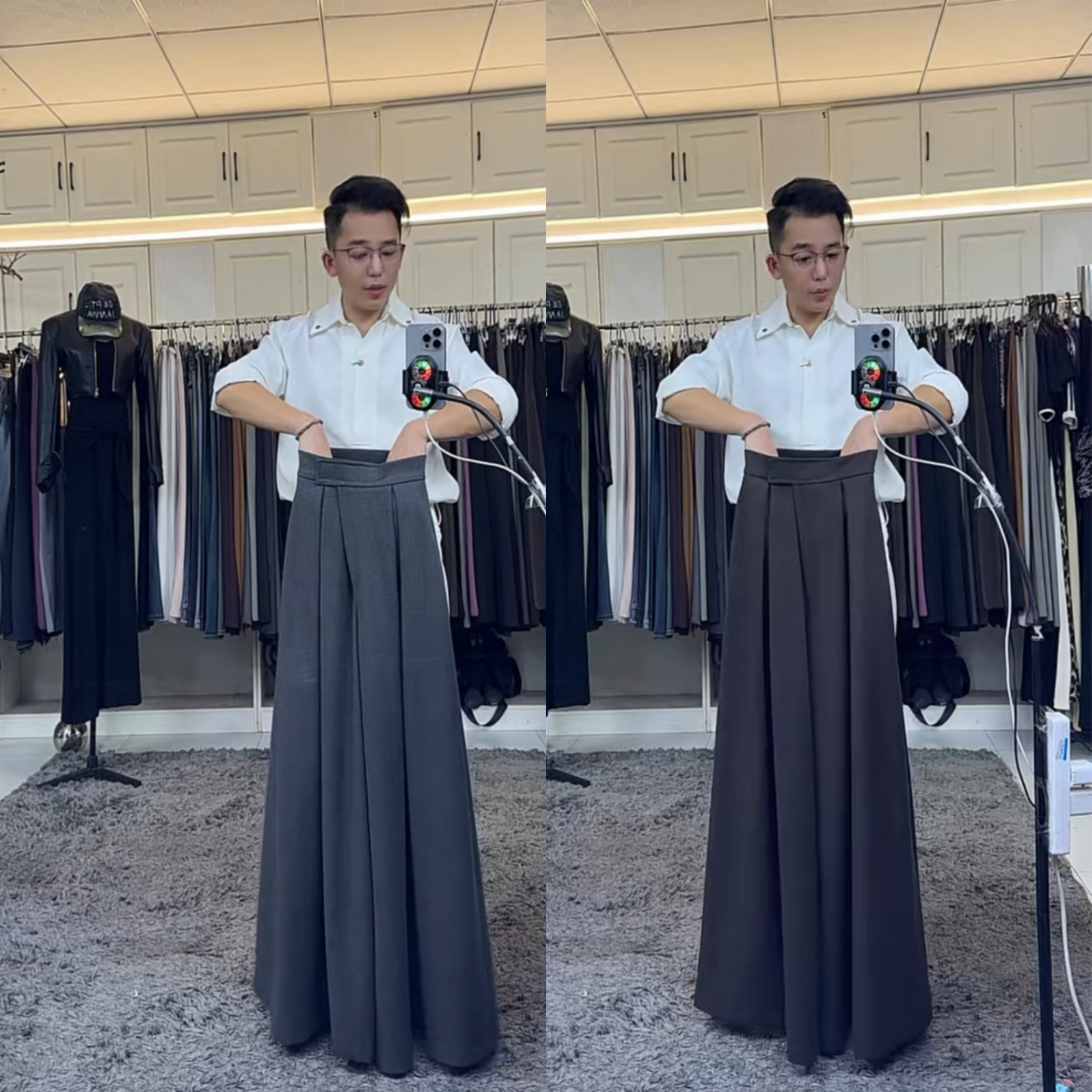 燕龙原创16537-2高腰魔术贴腰口西装裤冬款细毛呢显瘦裤裙休闲裤