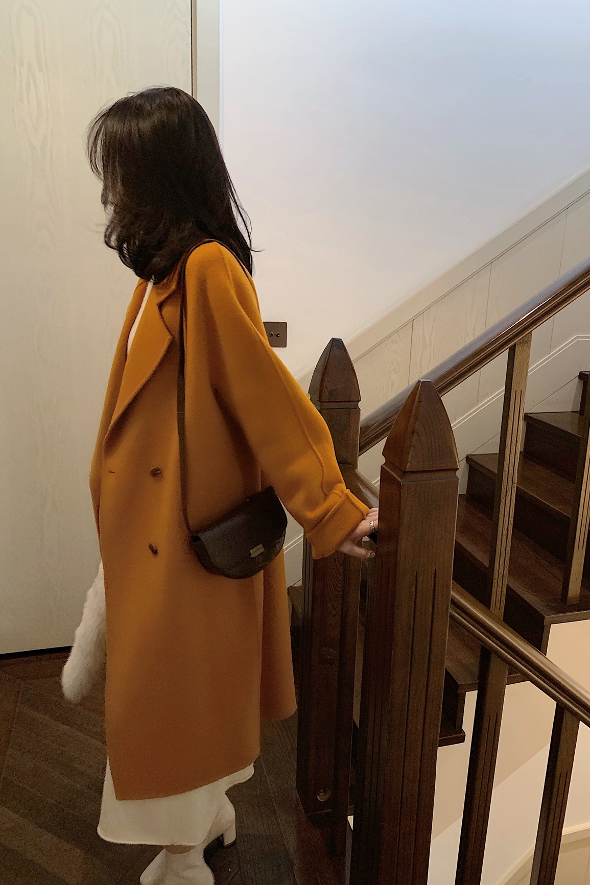 2024秋冬新款西装领双排扣双面呢羊绒大衣女毛呢外套中长款过膝