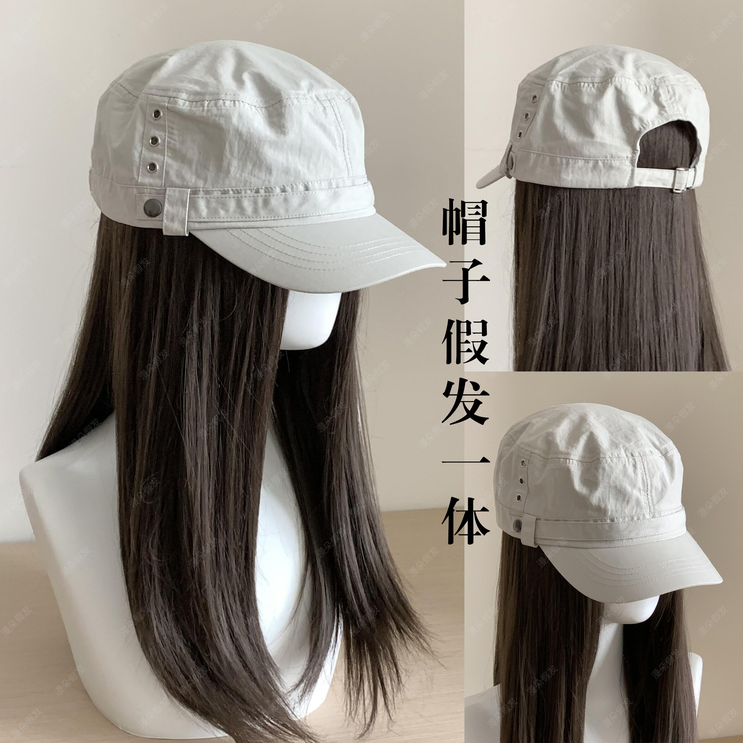 夏季薄款显脸小遮阳马术帽假发图片