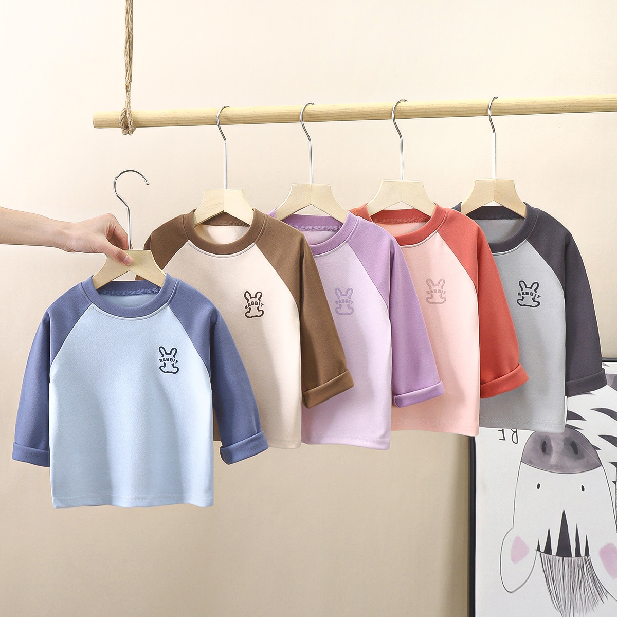 儿童德绒上衣秋冬新款长袖打底男女童纯色秋衣中大童保暖内衣T恤