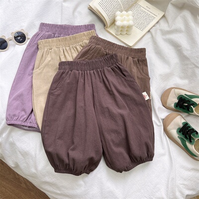 男童棉麻短裤夏季新款女孩薄款纯棉a类七分运动裤宝宝短裤子夏装