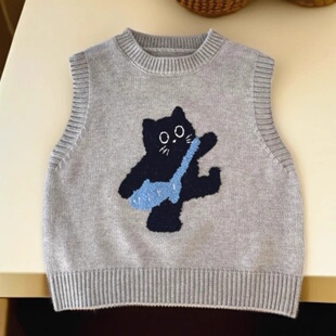 新款秋冬儿童毛衣马甲韩版洋气卡通男女童外穿可爱马夹坎肩潮童装
