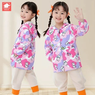 宝宝罩衣防水防脏儿童秋冬外穿防污羽绒服护衣男女中大童拉链围裙