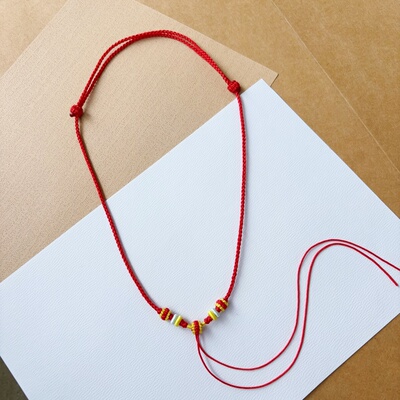 宝宝周岁礼物手工编织红绳项链绳毛衣链吊坠绳可挂黄金平安锁