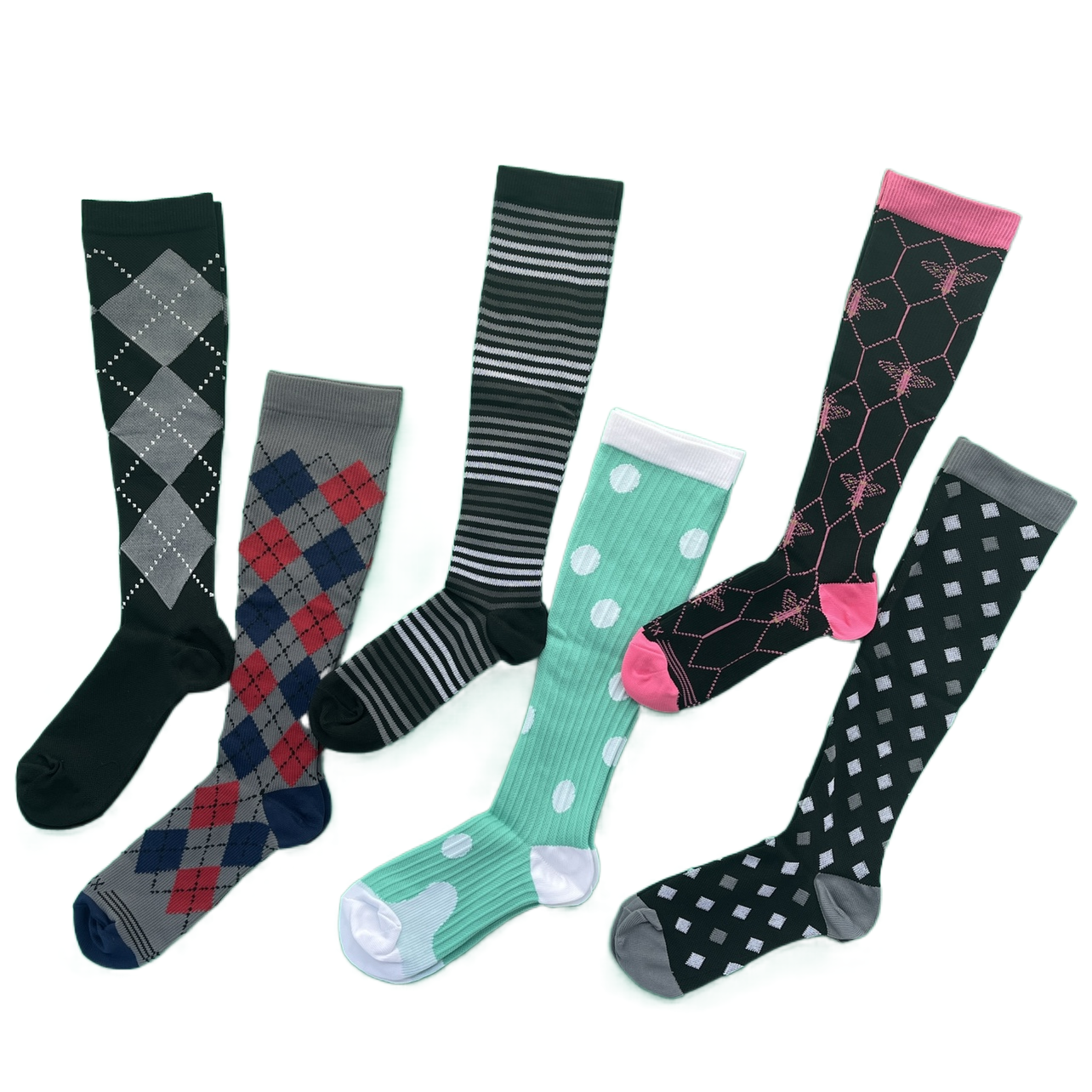 款式多外贸专业骑行长跑马拉松跳绳高筒及膝潮款弹力男女压力袜子