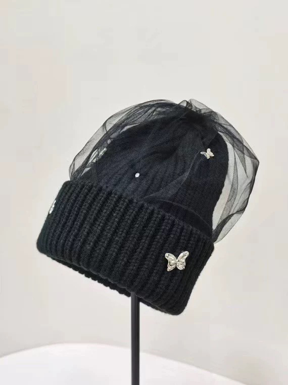 2025新款复古毛线帽女秋冬季商场同款显脸小针织帽画家帽包头帽