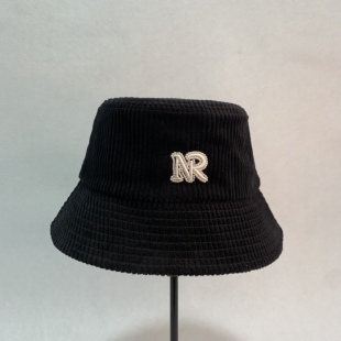 灯芯绒帽子 明星同款日系设计师复古风防晒软帽刺绣时尚遮阳渔夫