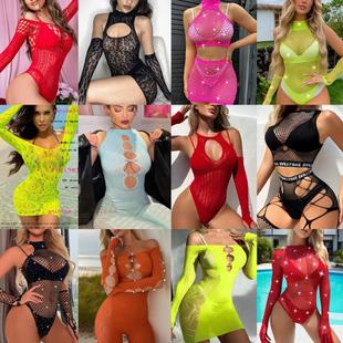 酒吧派对演出服gogo秀dj女巡场可爱气氛领舞服黑色网眼露脐套裙