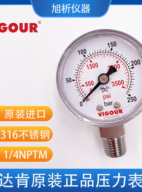 达肯正品压力表不锈钢VIGOUR德国