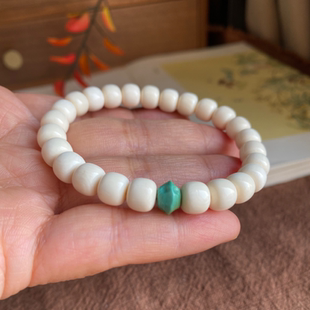 天然猛犸老型手链绿松石百香籽配饰单圈手链高级珠宝复古设计手串