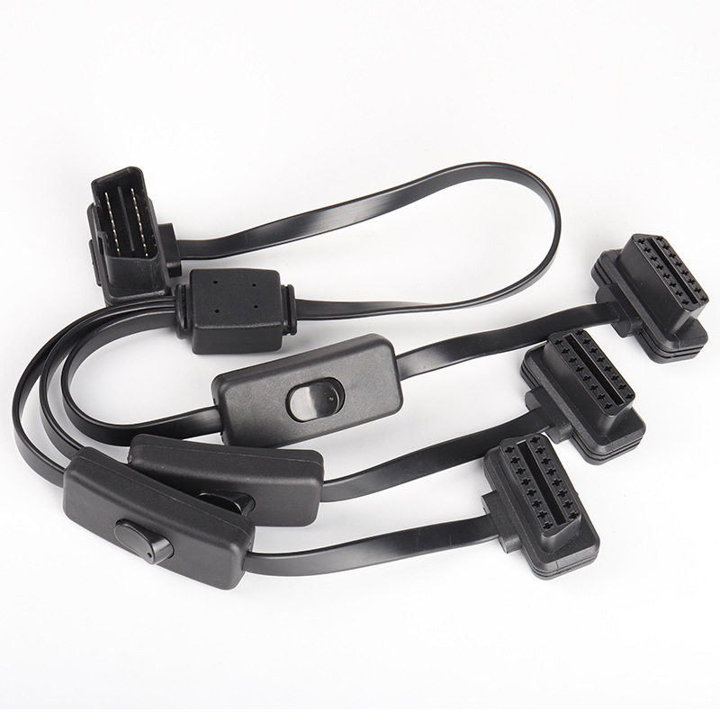 汽车obd2一分三扁线带开关