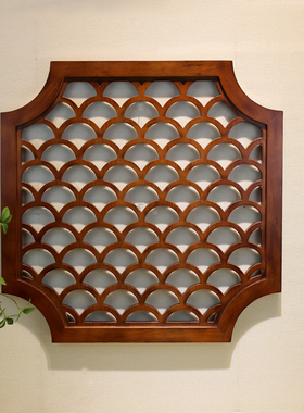 宋式美学轩窗花窗中式实木八角挂件格栅门窗客厅玄关背景墙定制