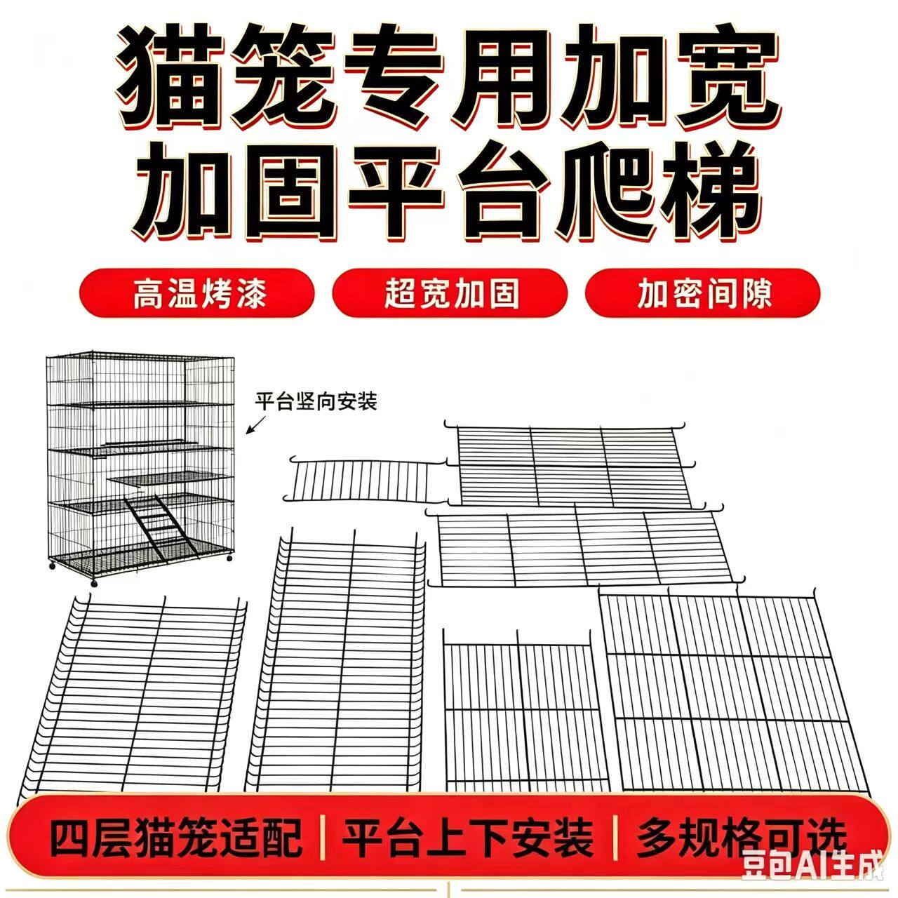 猫笼平台宠物笼配件隔板加宽隔层猫爬架爬梯可固定兔笼分离板清仓