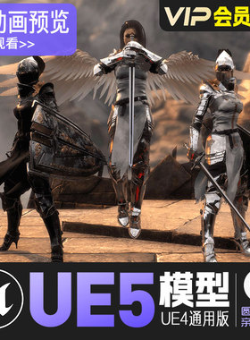 UE4虚幻5_圣殿女骑士带动画模型GhostLadyS2 Knight Templar