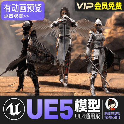 UE4虚幻5_圣殿女骑士带动画模型GhostLadyS2 Knight Templar