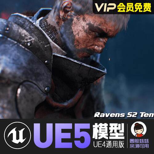 UE5虚幻4_男性圣殿骑士动画角色模型Ravens S2 Templar Knight