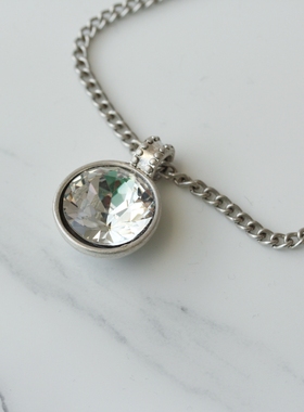 欧美外贸做旧银色个性小众镜花水月中短粗项链