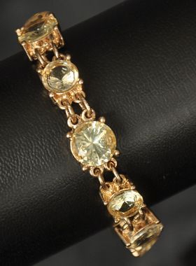 欧美大牌水晶合金金色黄色水钻显白简约复古超闪百搭手链