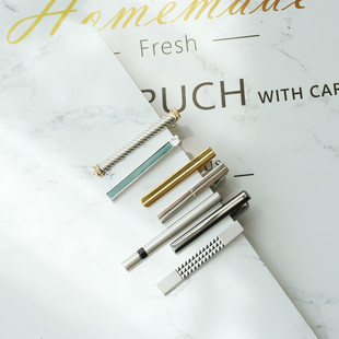 欧美外贸精工合金金色嵌墨绿色设计感领带夹领夹