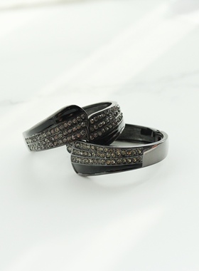 欧美复古黑色中性不对称简约设计小圈口手镯