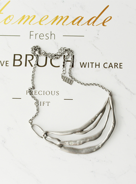 欧美ins风银河系列简约不规则线条款不对称银色项圈式中短项链