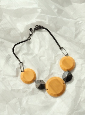 欧美复古外贸波普风黑黄撞色个性几何设计男女通用夸张装饰项链